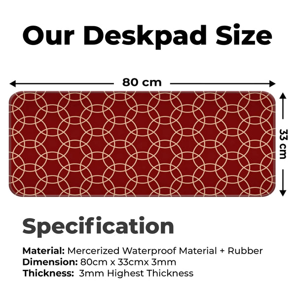 Red Geometric Circle Minimalist Modern Design Deskmat