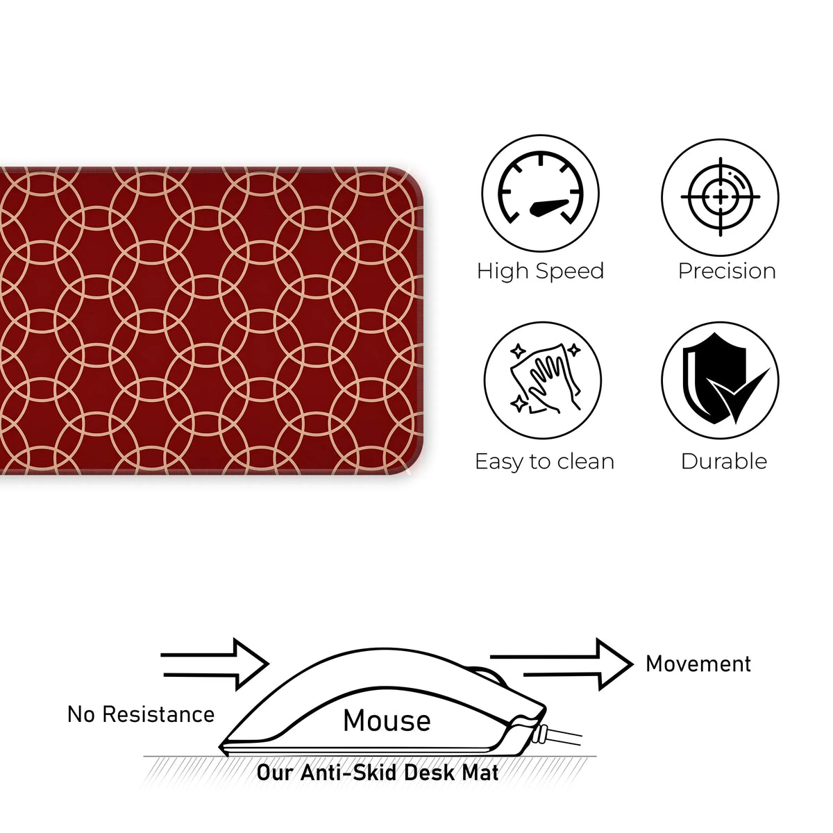 Red Geometric Circle Minimalist Modern Design Deskmat