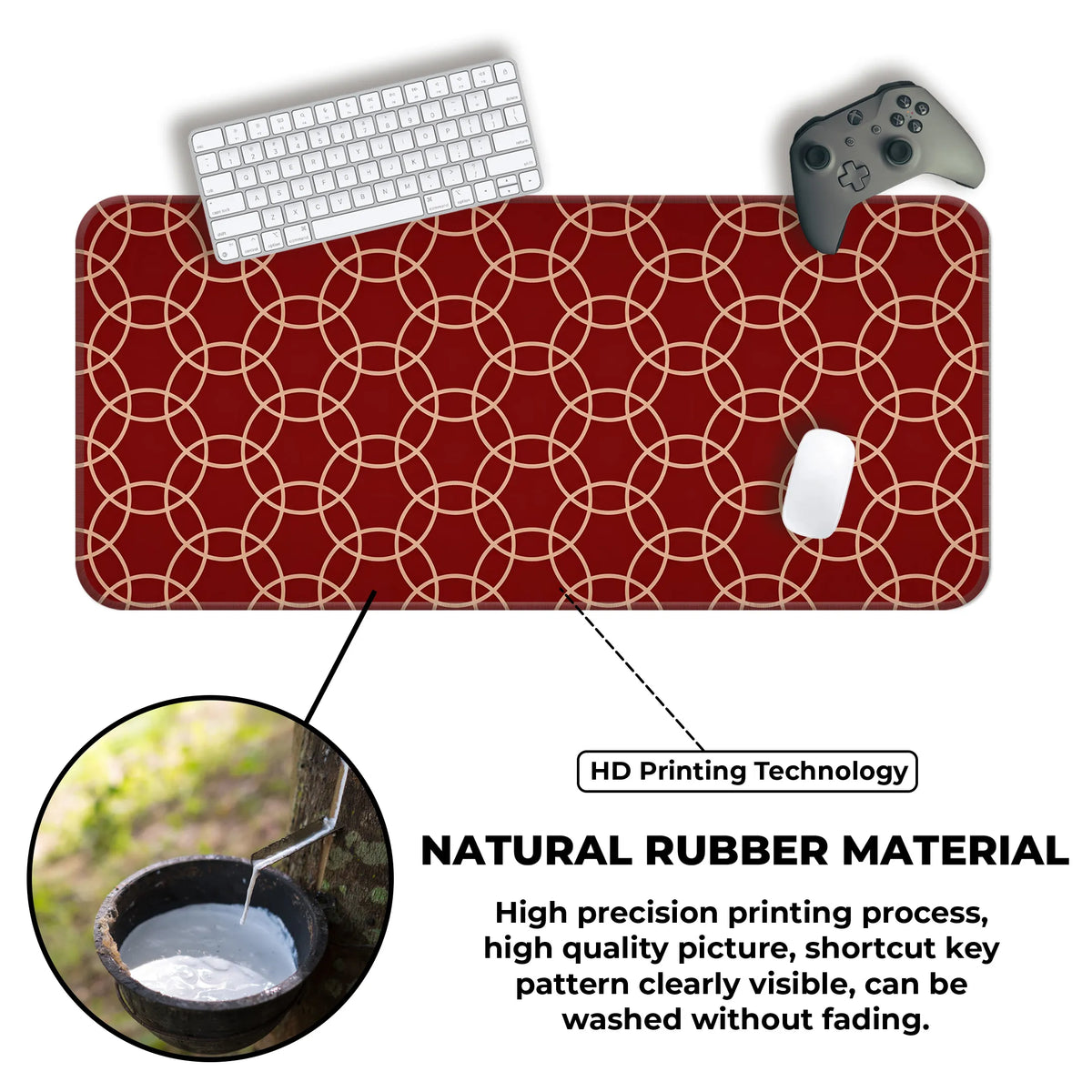 Red Geometric Circle Minimalist Modern Design Deskmat