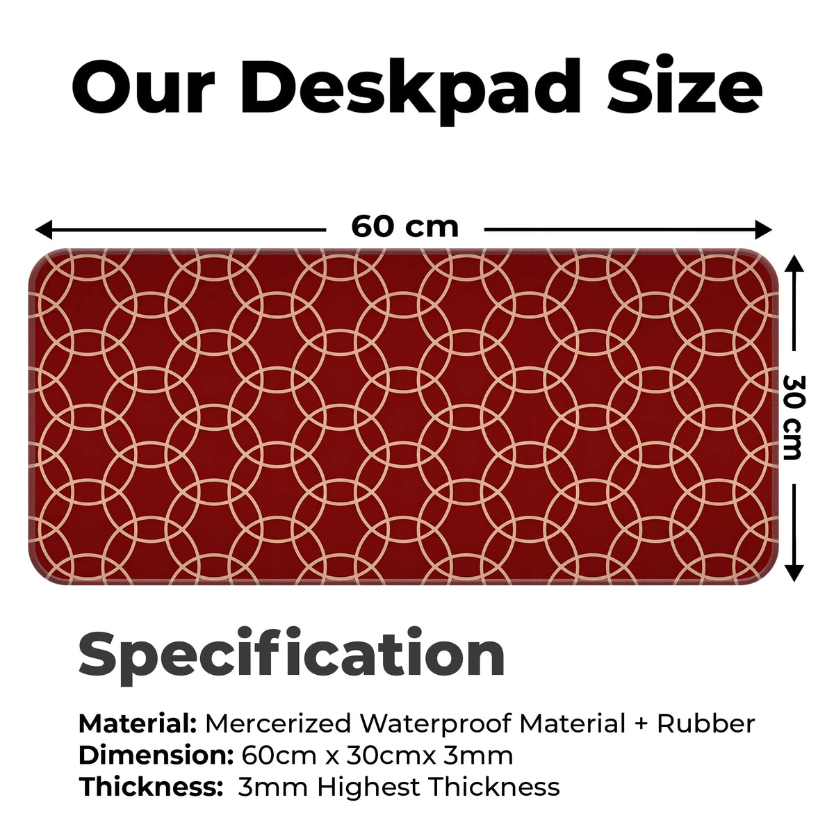 Red Geometric Circle Minimalist Modern Design Deskmat