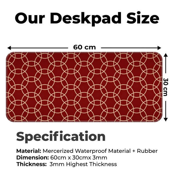 Red Geometric Circle Minimalist Modern Design Deskmat