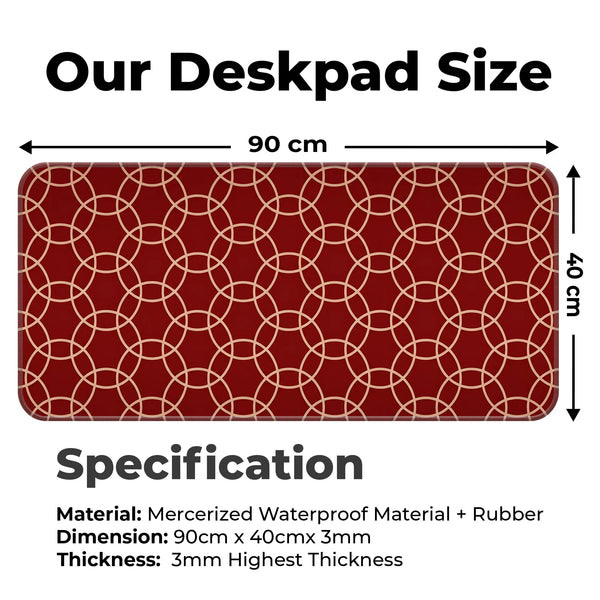 Red Geometric Circle Minimalist Modern Design Deskmat