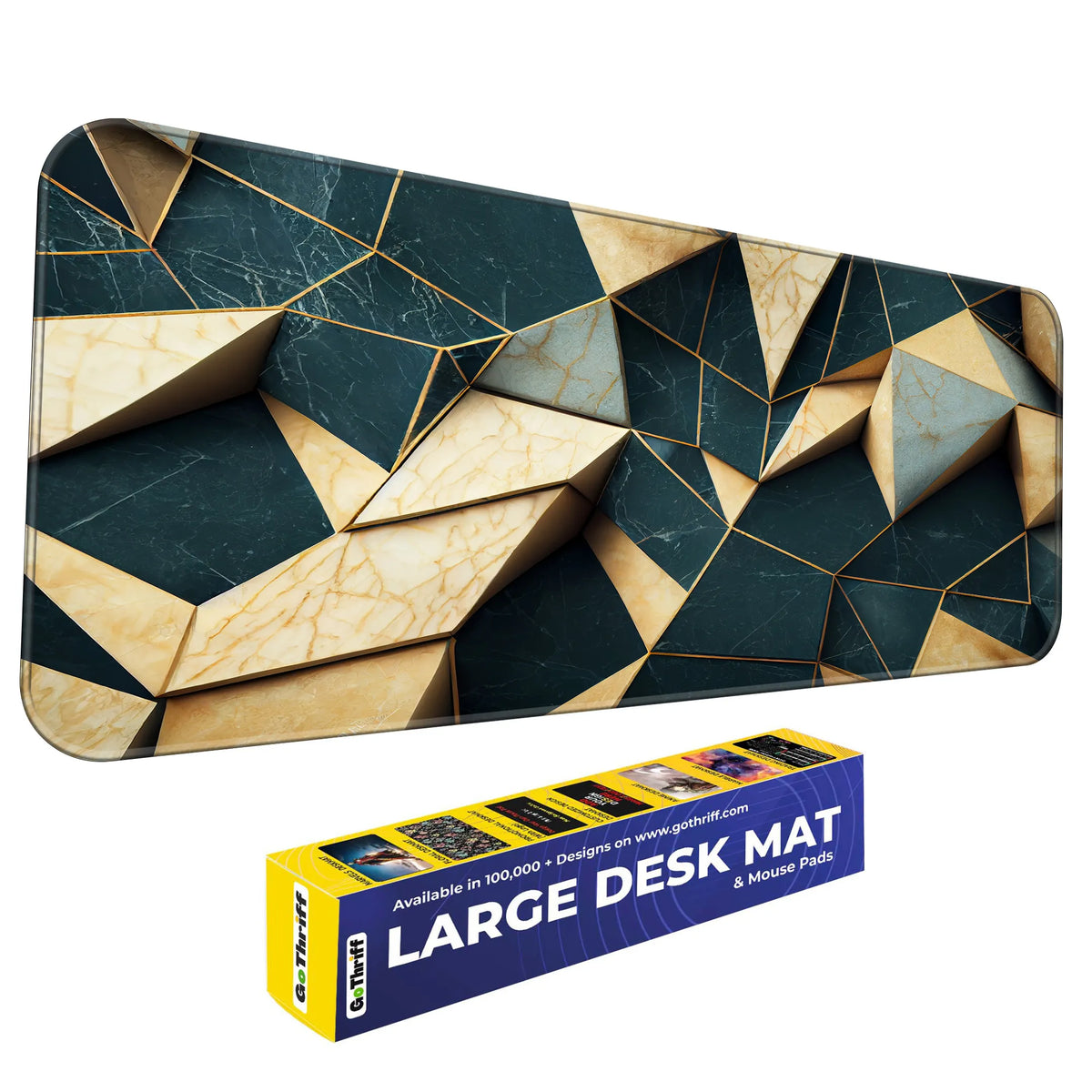 3D Marble Abstract Luxury Geometric Pattern Deskmat