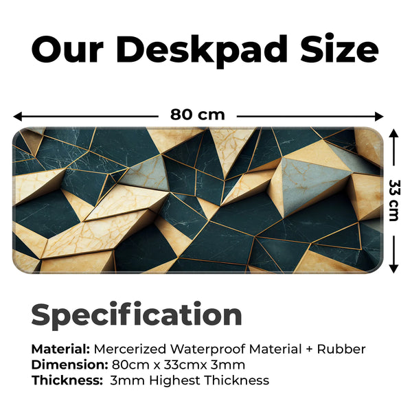 3D Marble Abstract Luxury Geometric Pattern Deskmat