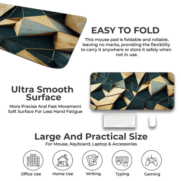 3D Marble Abstract Luxury Geometric Pattern Deskmat
