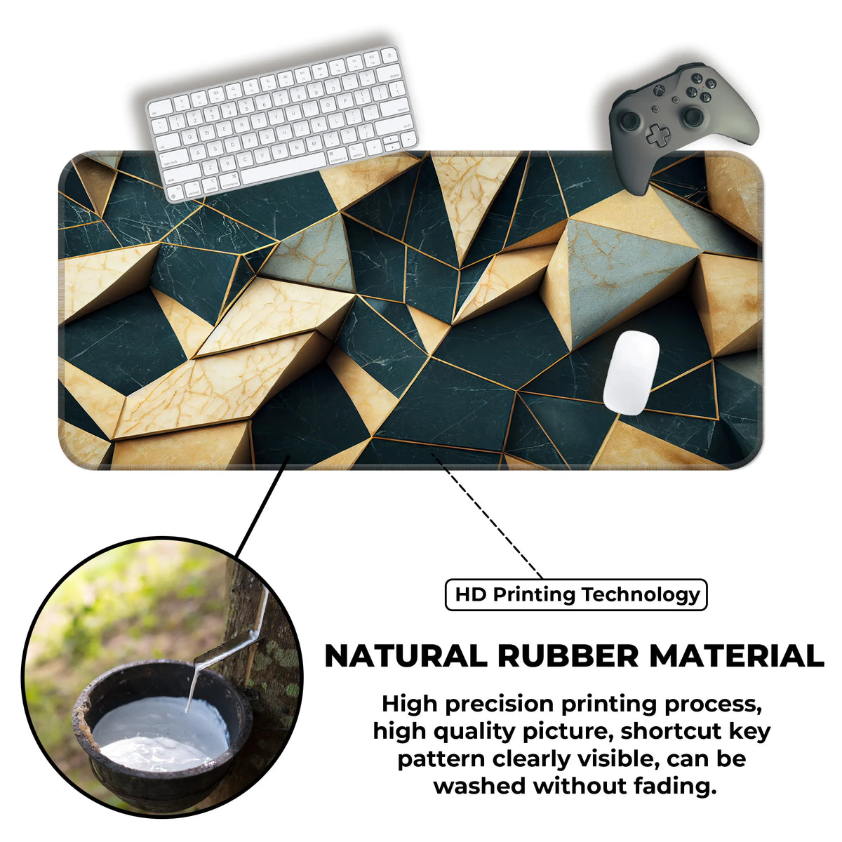 3D Marble Abstract Luxury Geometric Pattern Deskmat