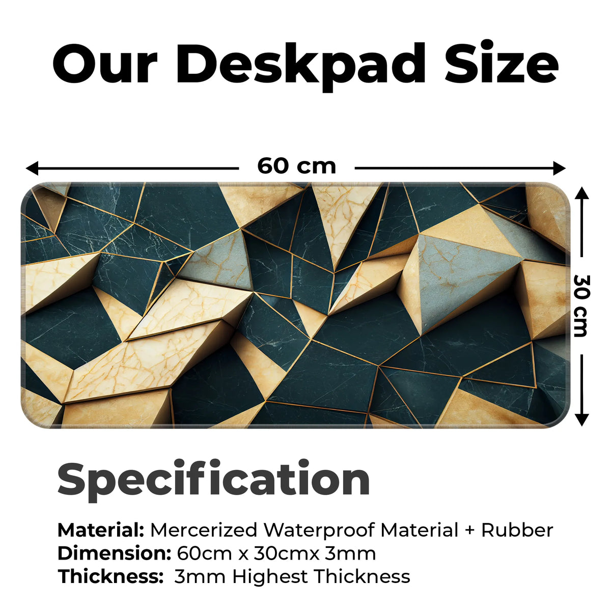 3D Marble Abstract Luxury Geometric Pattern Deskmat