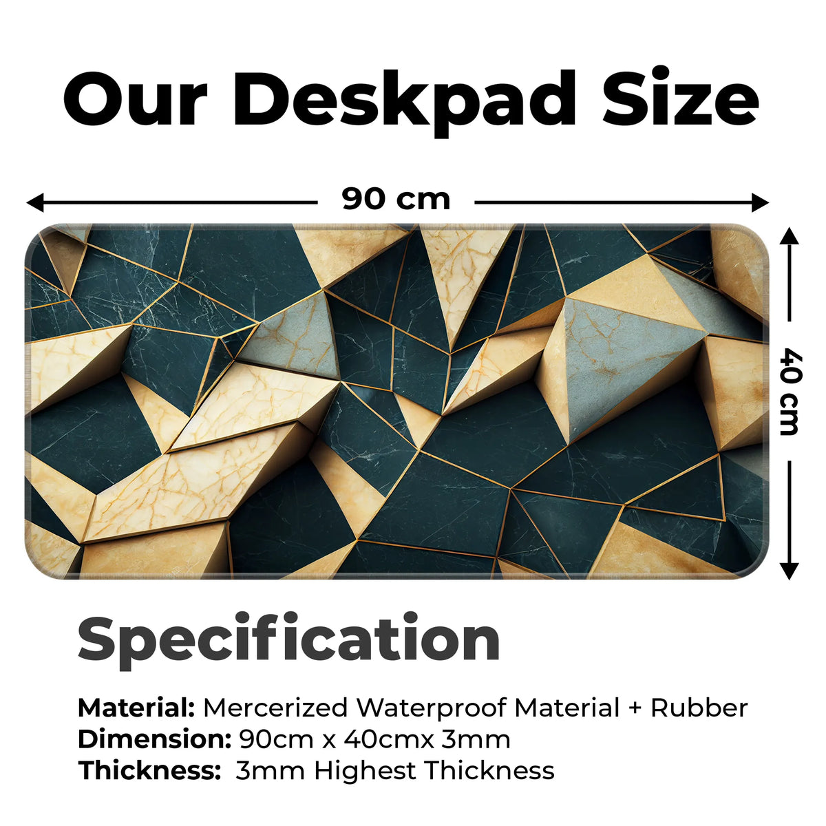3D Marble Abstract Luxury Geometric Pattern Deskmat