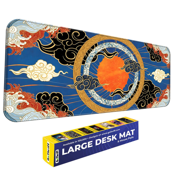 Oriental Sun & Cloud Traditional Asian Art Inspired Deskmat