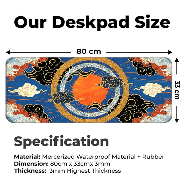 Oriental Sun & Cloud Traditional Asian Art Inspired Deskmat