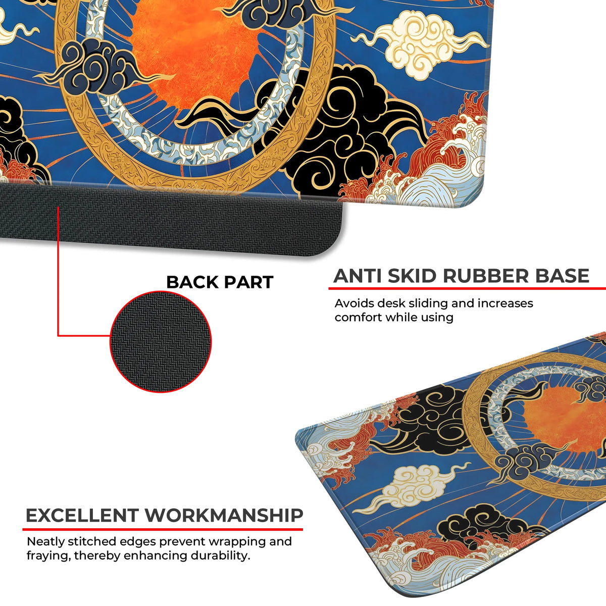 Oriental Sun & Cloud Traditional Asian Art Inspired Deskmat