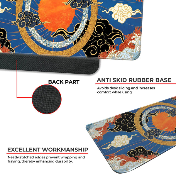 Oriental Sun & Cloud Traditional Asian Art Inspired Deskmat
