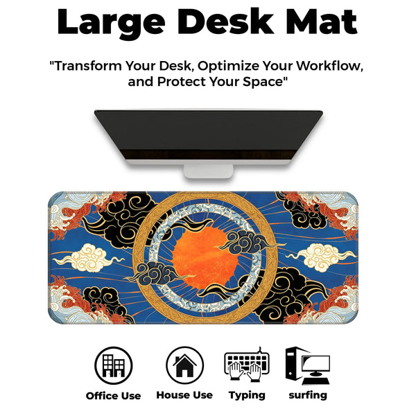 Oriental Sun & Cloud Traditional Asian Art Inspired Deskmat