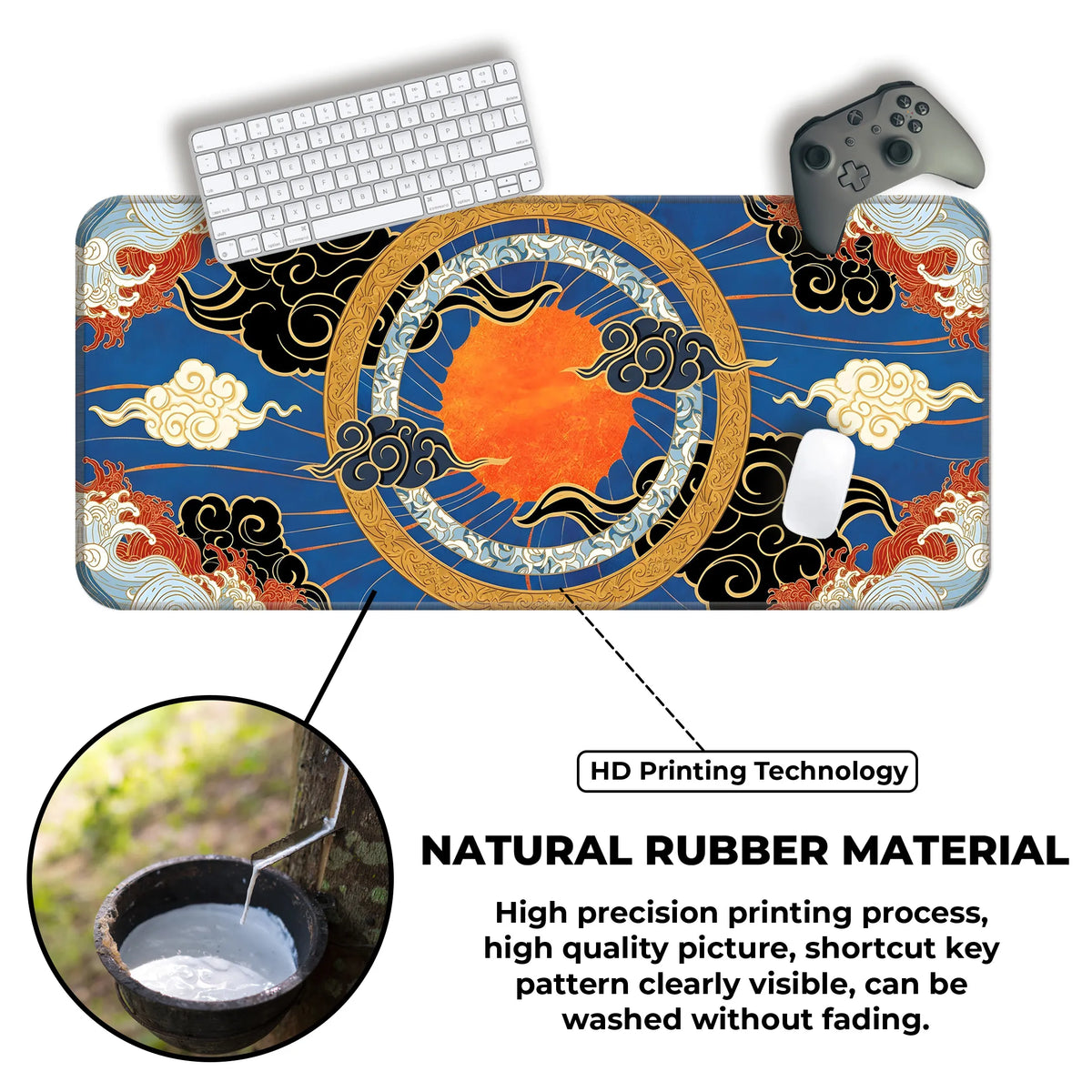 Oriental Sun & Cloud Traditional Asian Art Inspired Deskmat