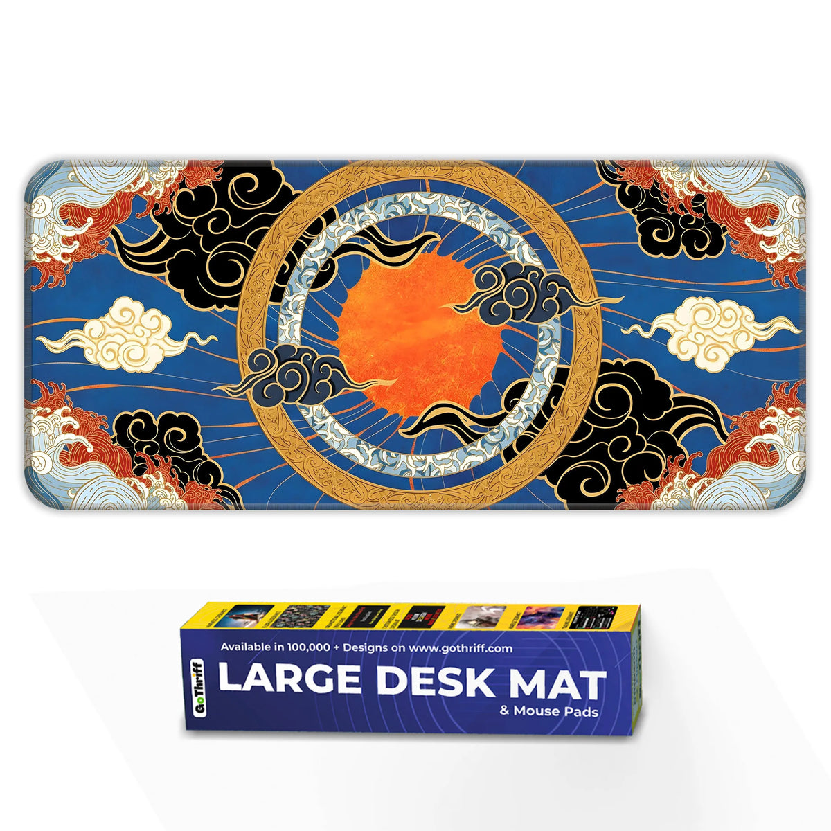 Oriental Sun & Cloud Traditional Asian Art Inspired Deskmat