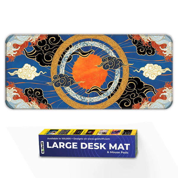 Oriental Sun & Cloud Traditional Asian Art Inspired Deskmat