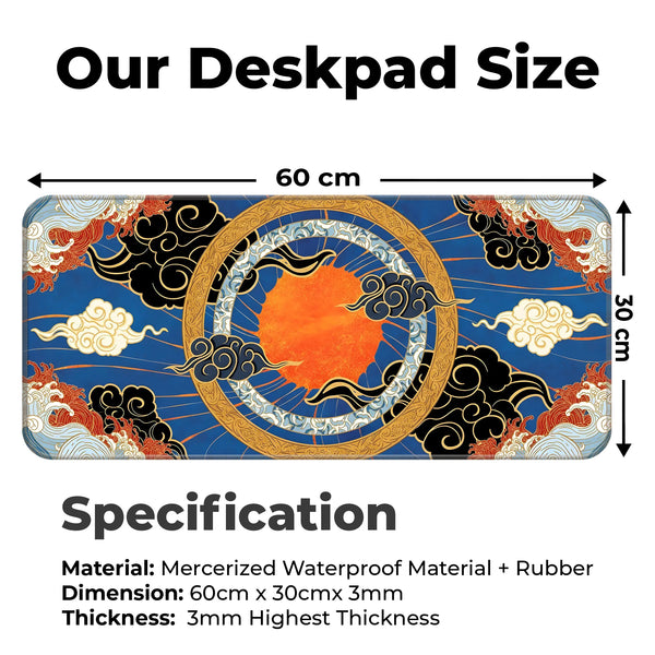 Oriental Sun & Cloud Traditional Asian Art Inspired Deskmat