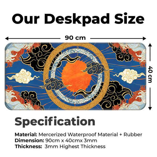 Oriental Sun & Cloud Traditional Asian Art Inspired Deskmat