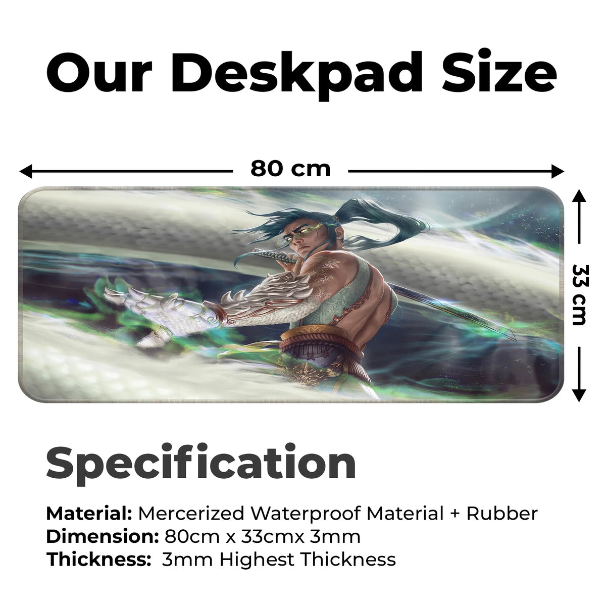 Fantasy Samurai Warrior Sword Art Battle Deskmat