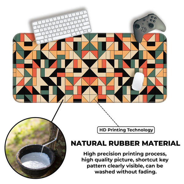 Retro Geometric Abstract Colorful Pattern Deskmat