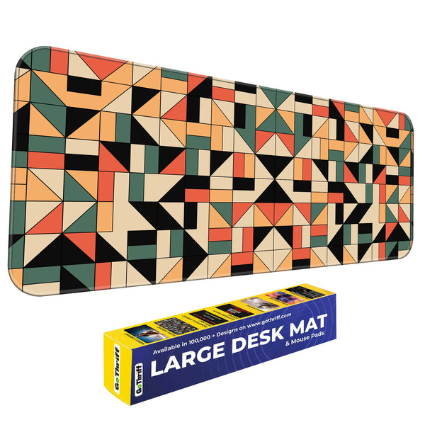 Retro Geometric Abstract Colorful Pattern Deskmat