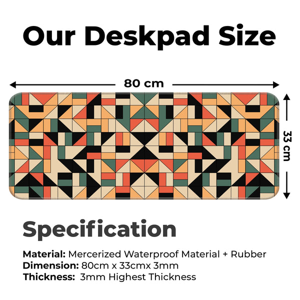 Retro Geometric Abstract Colorful Pattern Deskmat
