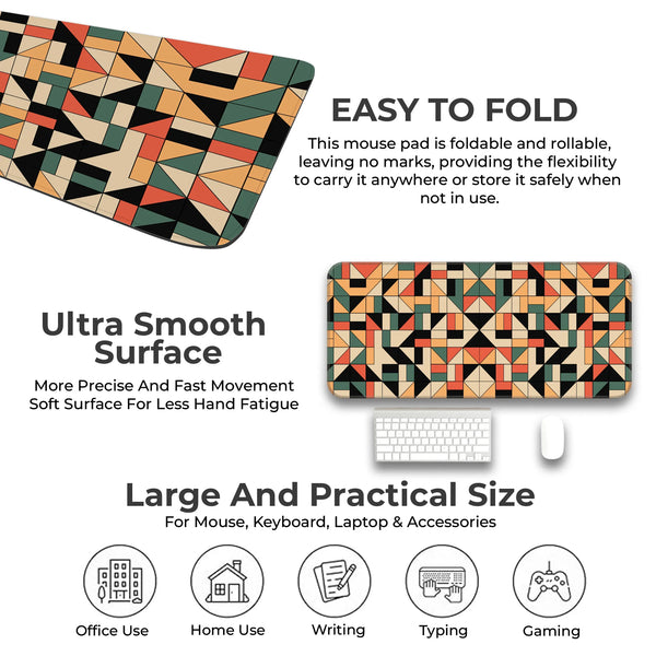 Retro Geometric Abstract Colorful Pattern Deskmat