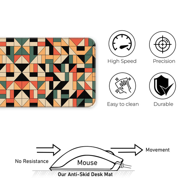 Retro Geometric Abstract Colorful Pattern Deskmat
