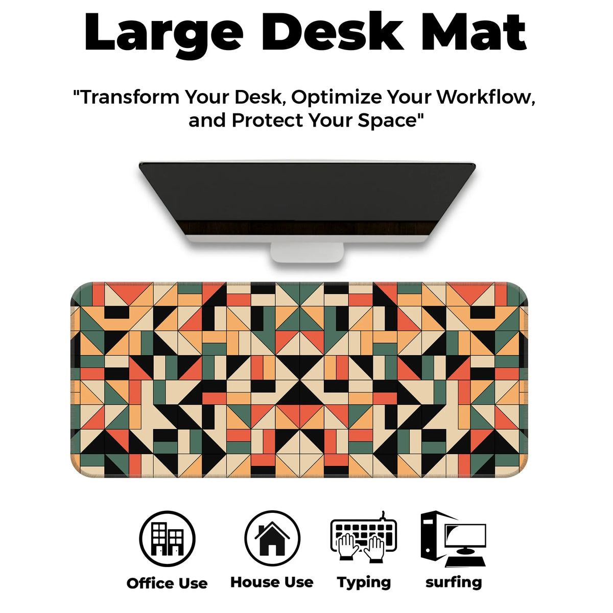 Retro Geometric Abstract Colorful Pattern Deskmat