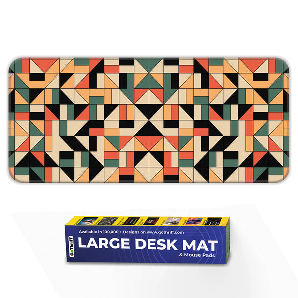 Retro Geometric Abstract Colorful Pattern Deskmat