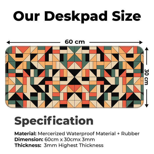 Retro Geometric Abstract Colorful Pattern Deskmat