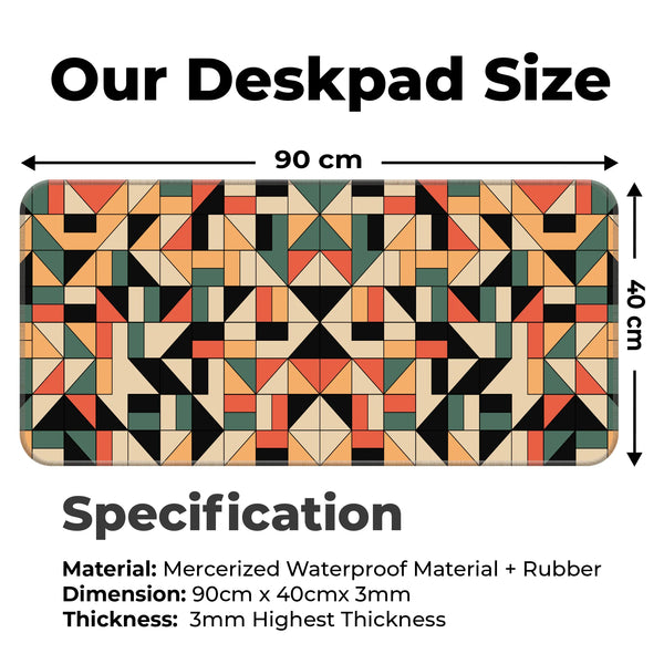 Retro Geometric Abstract Colorful Pattern Deskmat