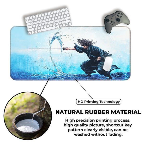 Samurai Water Slash Japanese Anime Art Deskmat