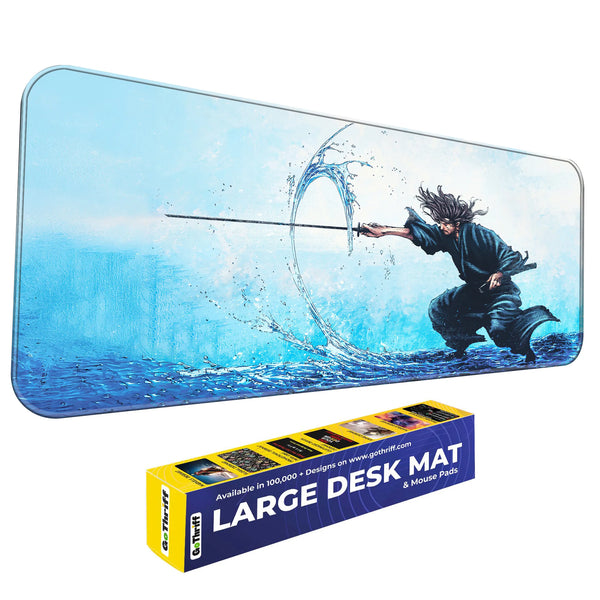 Samurai Water Slash Japanese Anime Art Deskmat