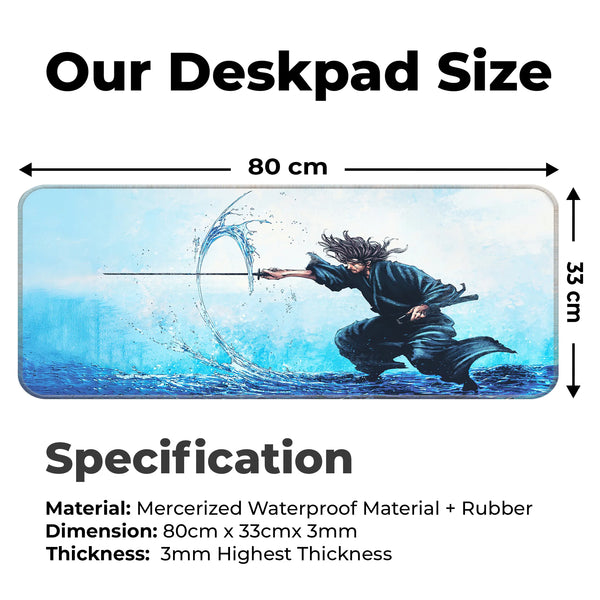 Samurai Water Slash Japanese Anime Art Deskmat