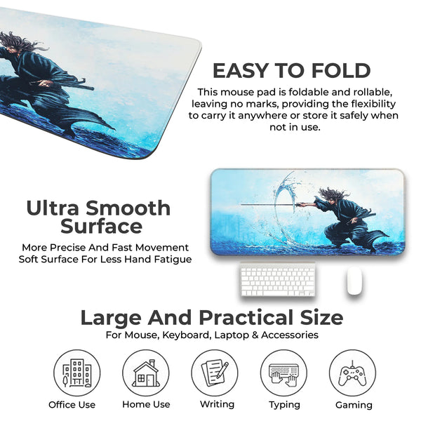 Samurai Water Slash Japanese Anime Art Deskmat
