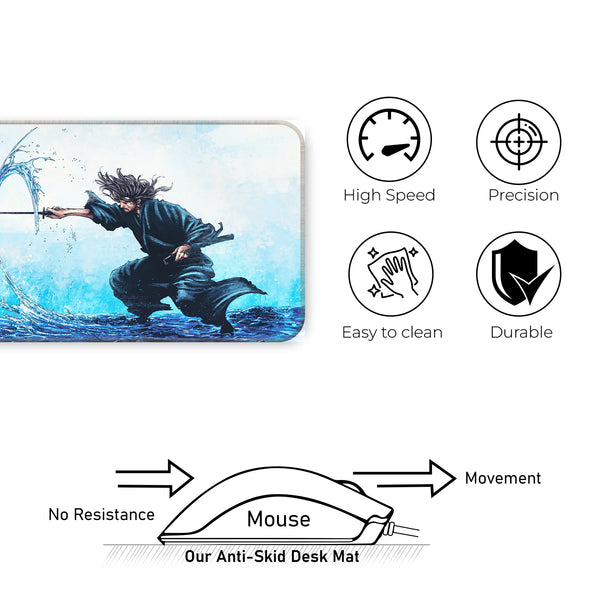 Samurai Water Slash Japanese Anime Art Deskmat