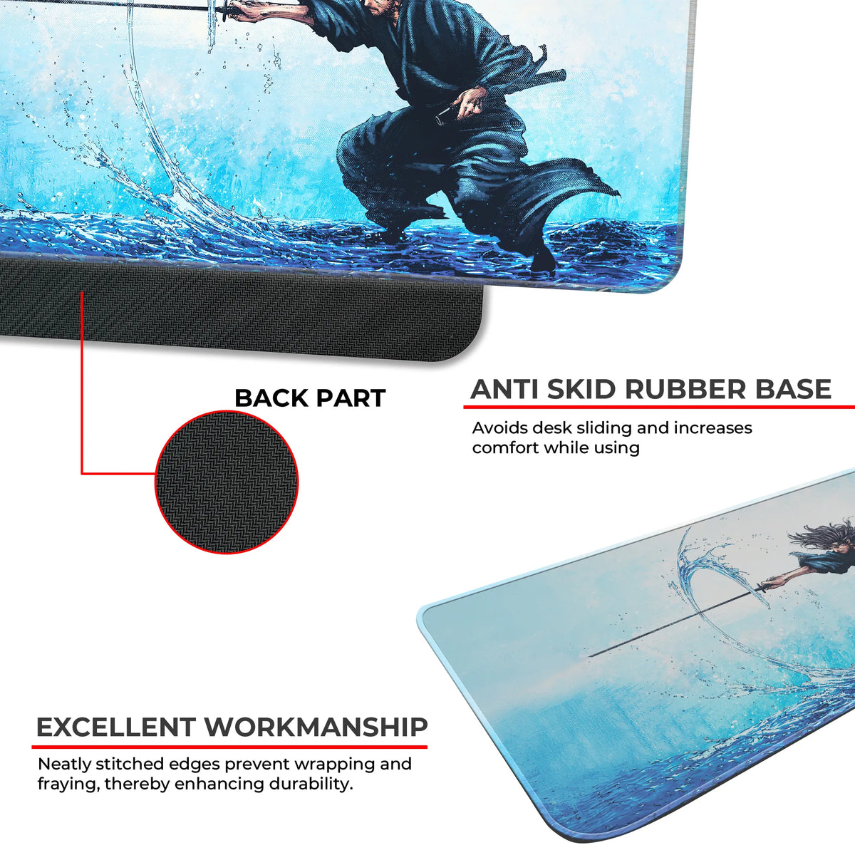 Samurai Water Slash Japanese Anime Art Deskmat
