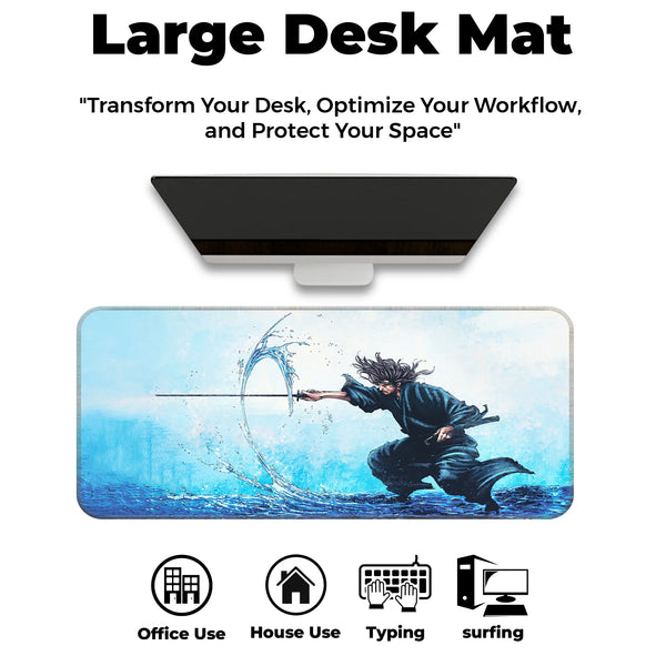 Samurai Water Slash Japanese Anime Art Deskmat