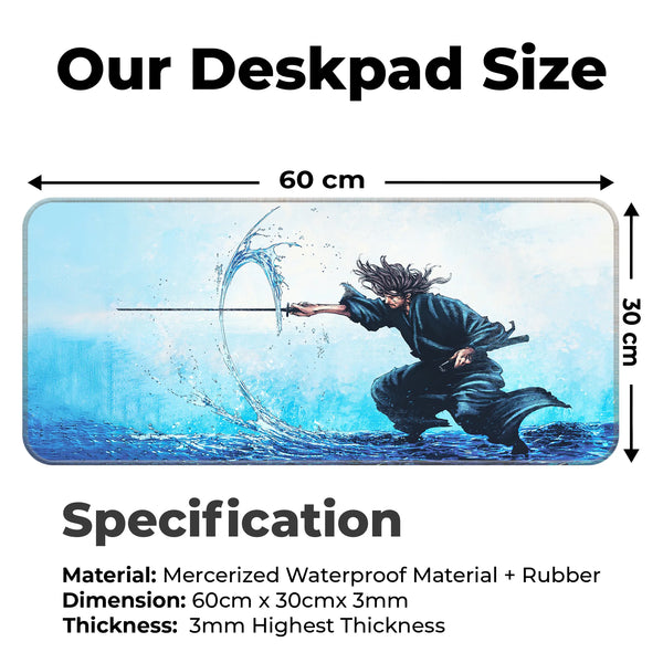 Samurai Water Slash Japanese Anime Art Deskmat