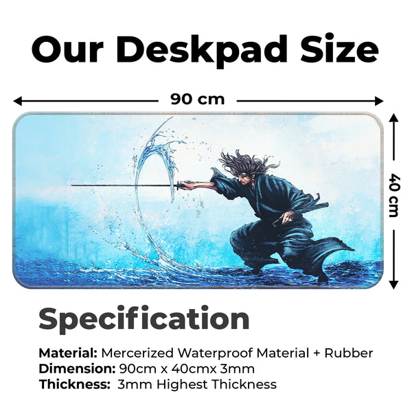 Samurai Water Slash Japanese Anime Art Deskmat