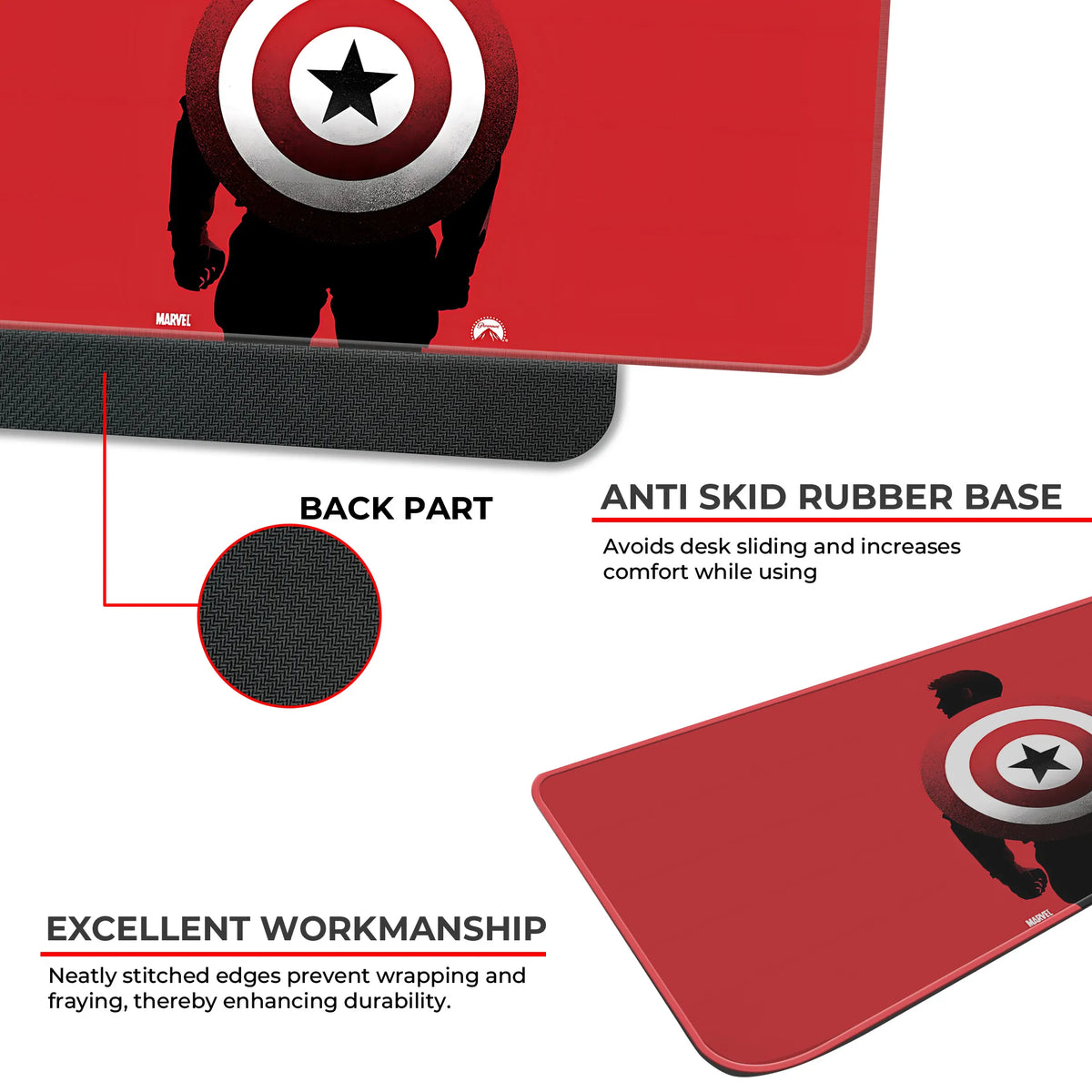 Hero Shield Red Silhouette Comic Art Deskmat