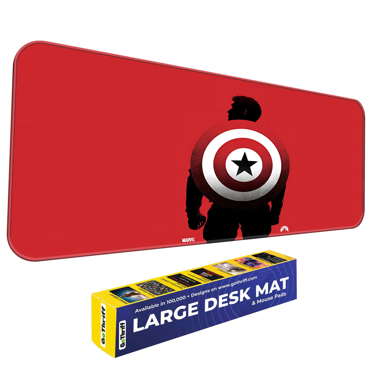 Hero Shield Red Silhouette Comic Art Deskmat