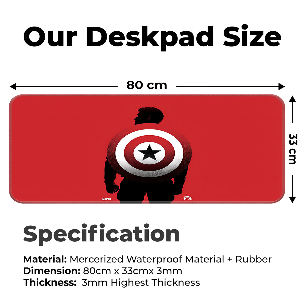 Hero Shield Red Silhouette Comic Art Deskmat