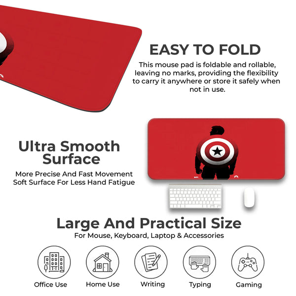 Hero Shield Red Silhouette Comic Art Deskmat