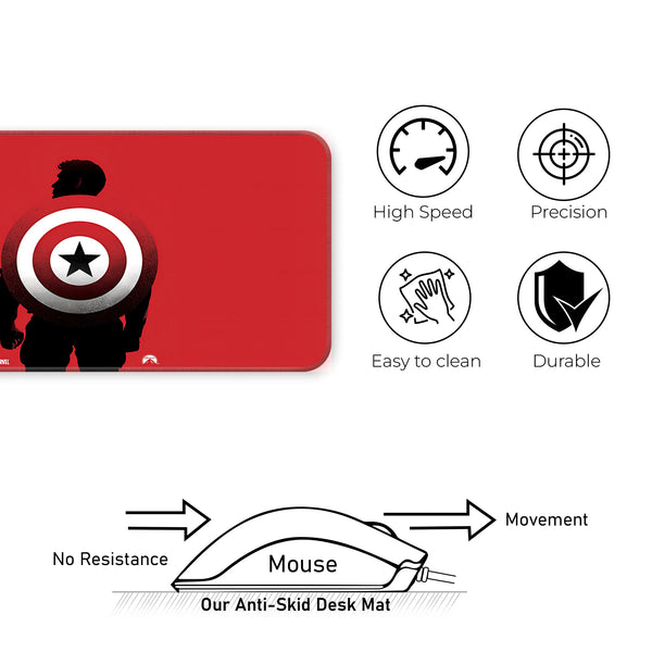 Hero Shield Red Silhouette Comic Art Deskmat