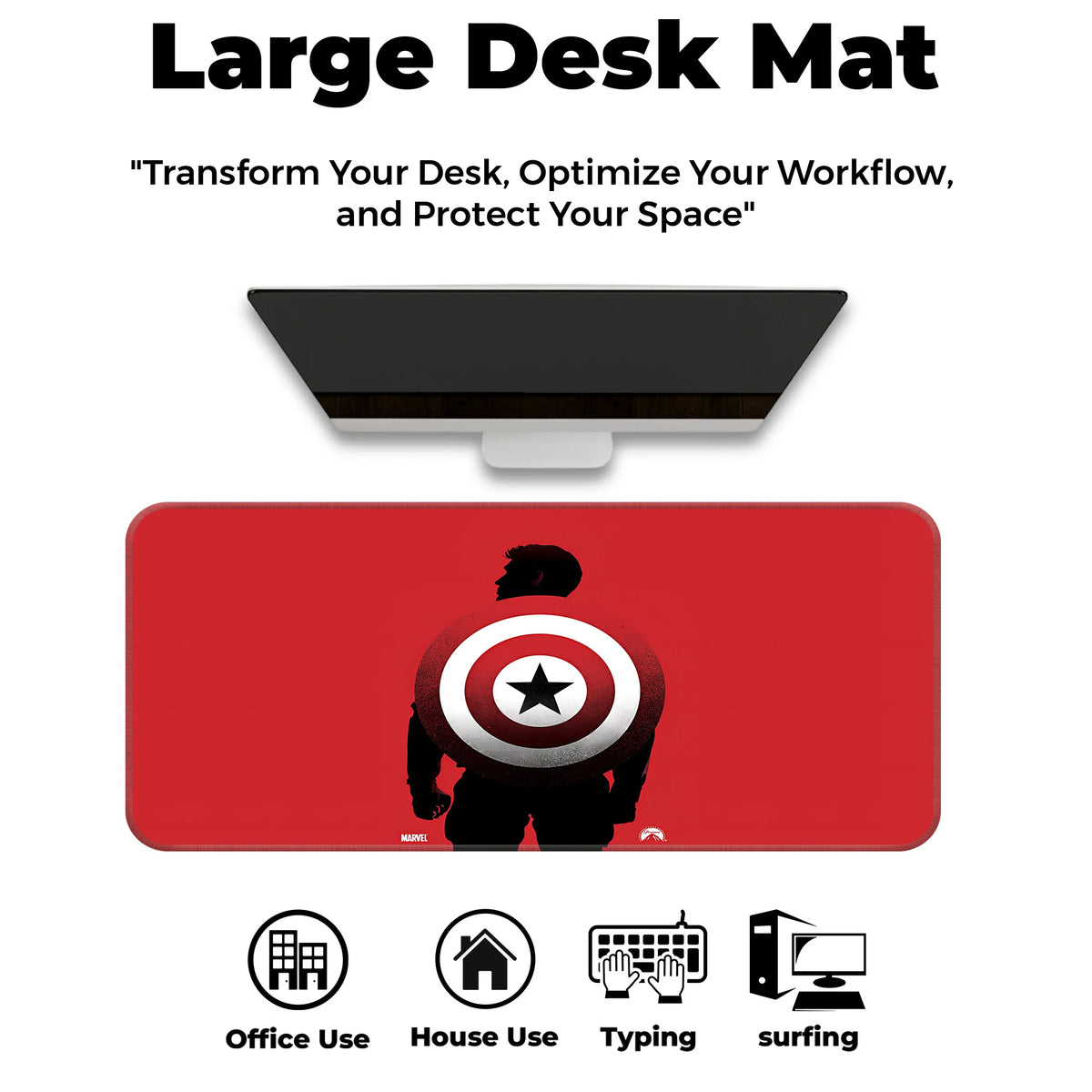 Hero Shield Red Silhouette Comic Art Deskmat