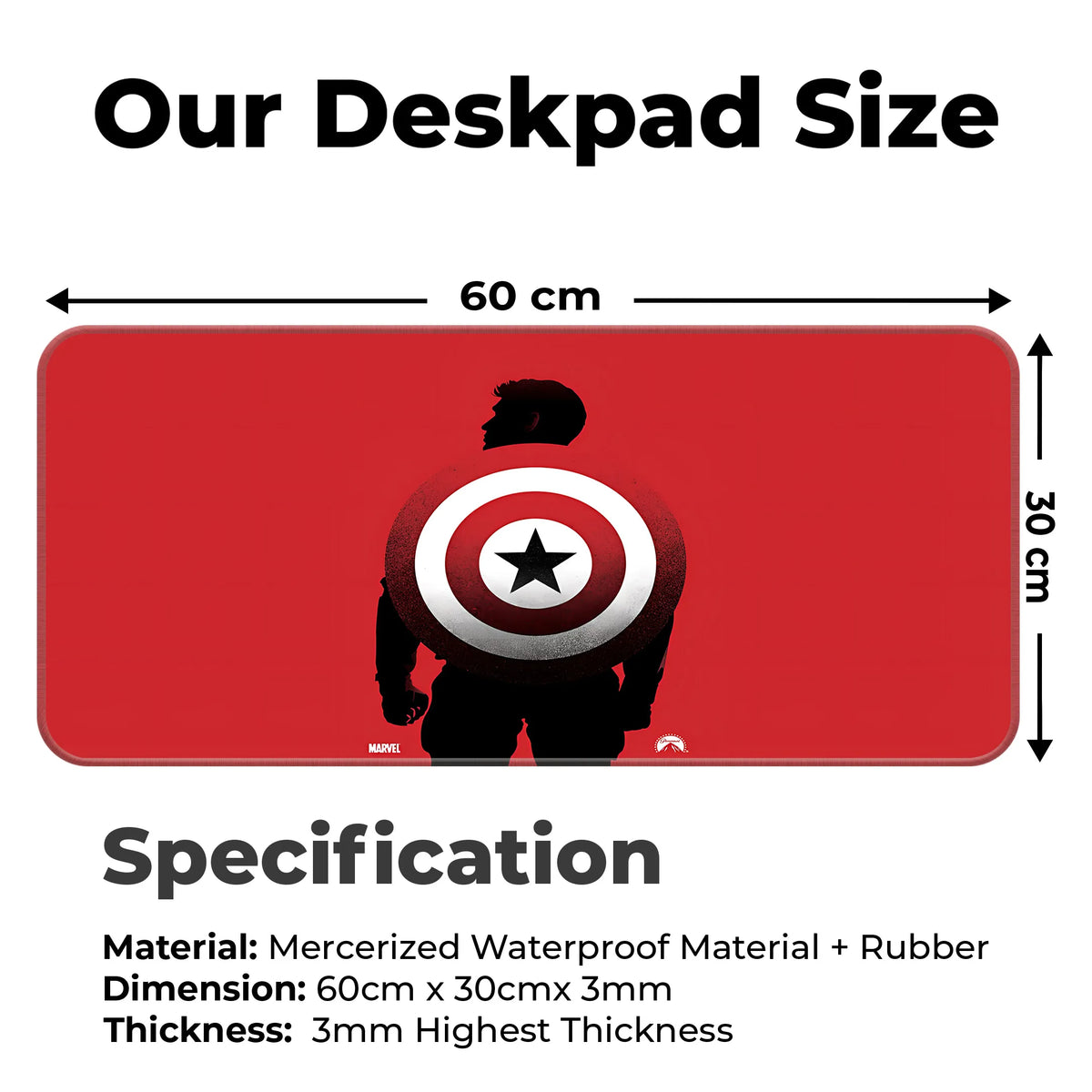 Hero Shield Red Silhouette Comic Art Deskmat