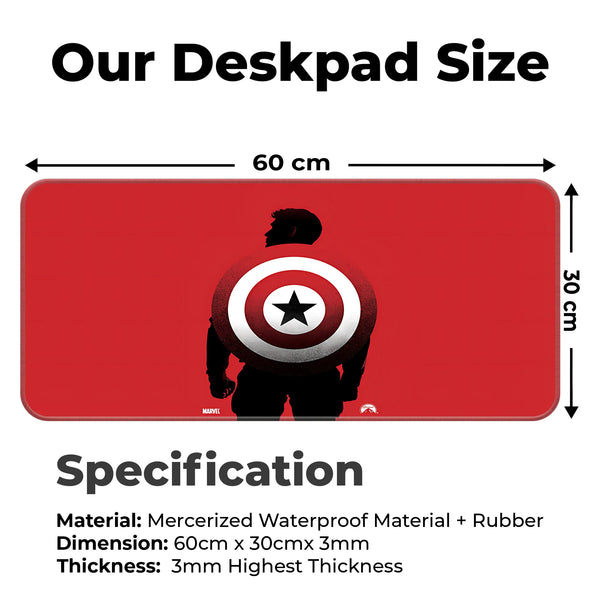 Hero Shield Red Silhouette Comic Art Deskmat