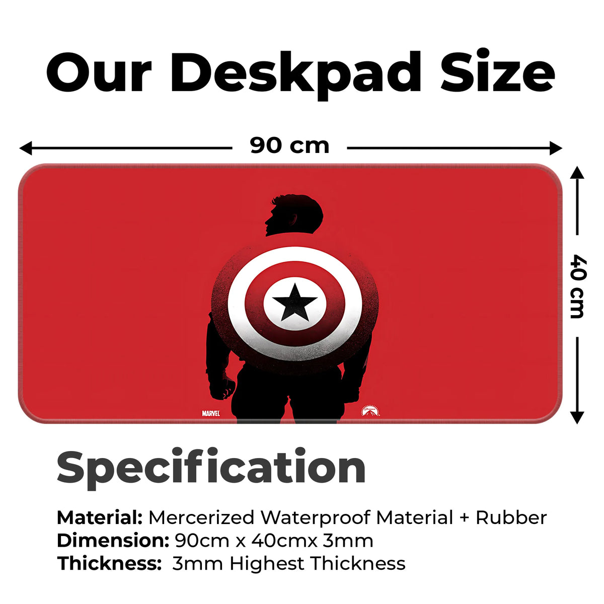 Hero Shield Red Silhouette Comic Art Deskmat